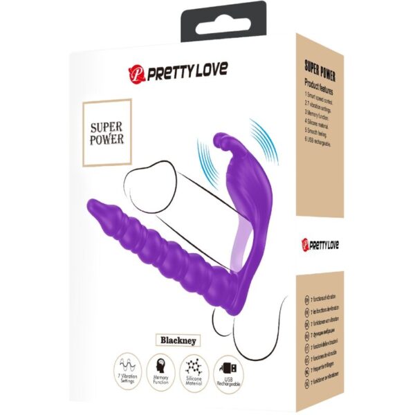 Pretty Love - Blackney anillo pene con plug vibrador lila - Imagen 6